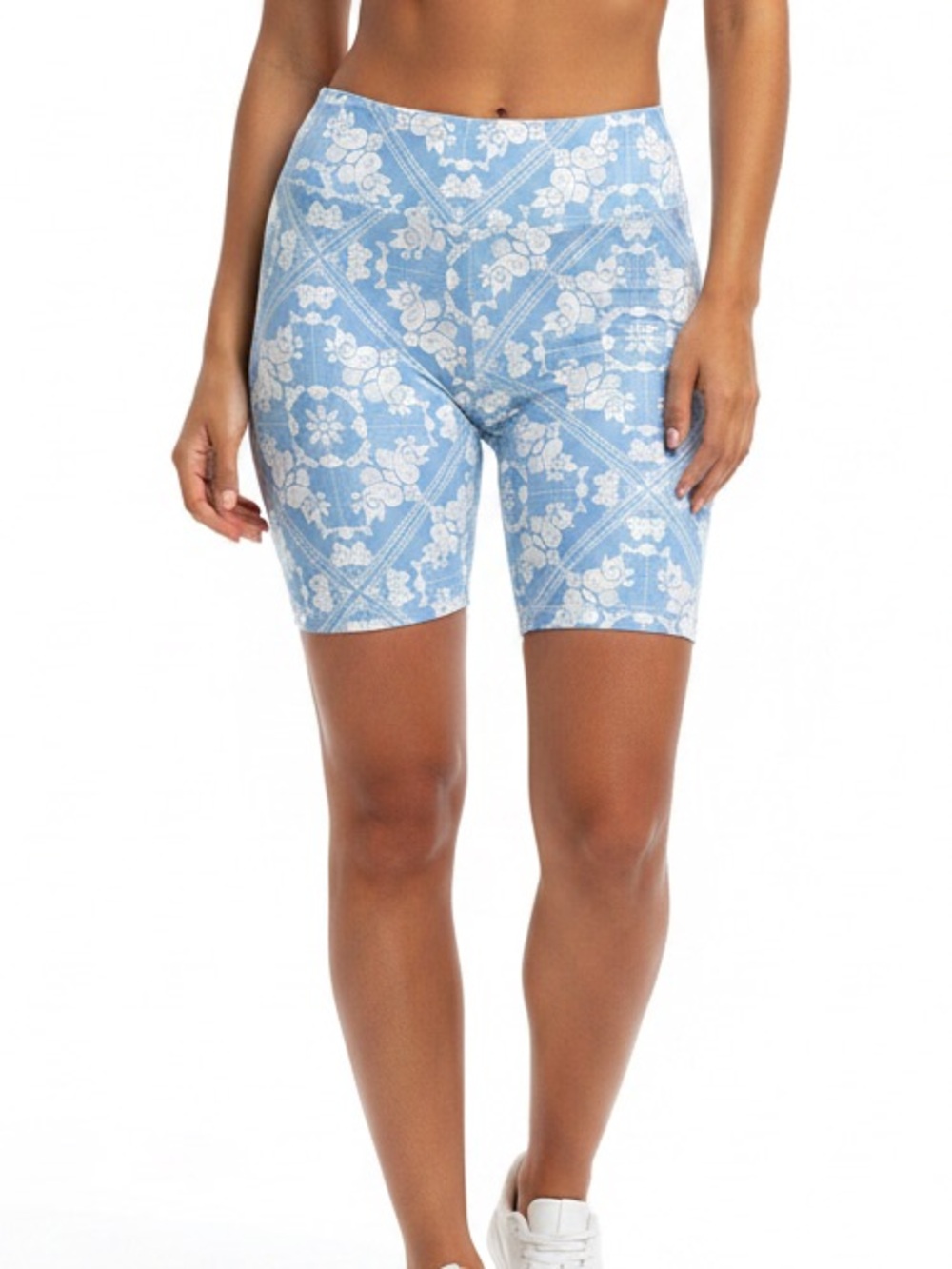 XXL • LuLaRoe Biker Shorts • Poly Spandex Blend Fabric • Blue and White